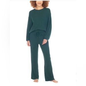 Honeydew Ribbed Lounge 2-Piece Set in Teal Size XL